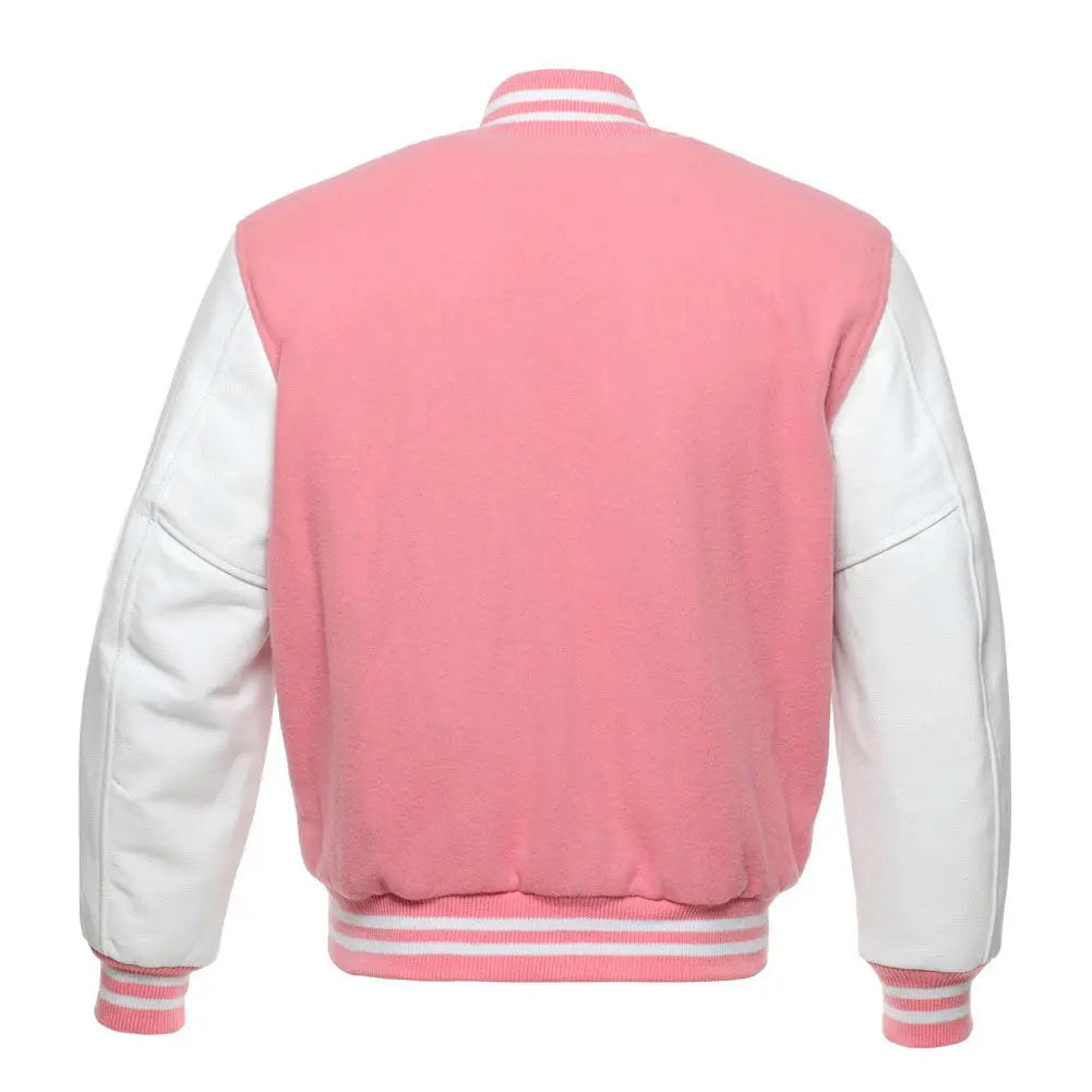 PINK WOOL  WHITE LEATHER NEW VARSITY JACKET image 3