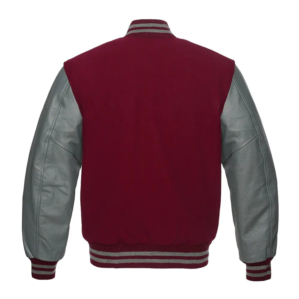 Cardinal Wool Grey Leather New Varsity Jacket image 3