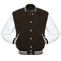 Brown Wool White Leather New Varsity Jacket image 0