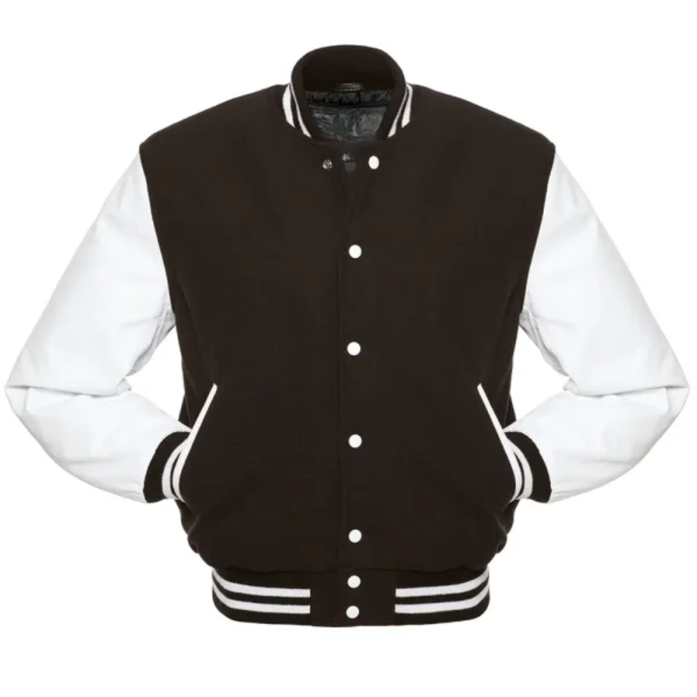 Brown Wool White Leather New Varsity Jacket image 0