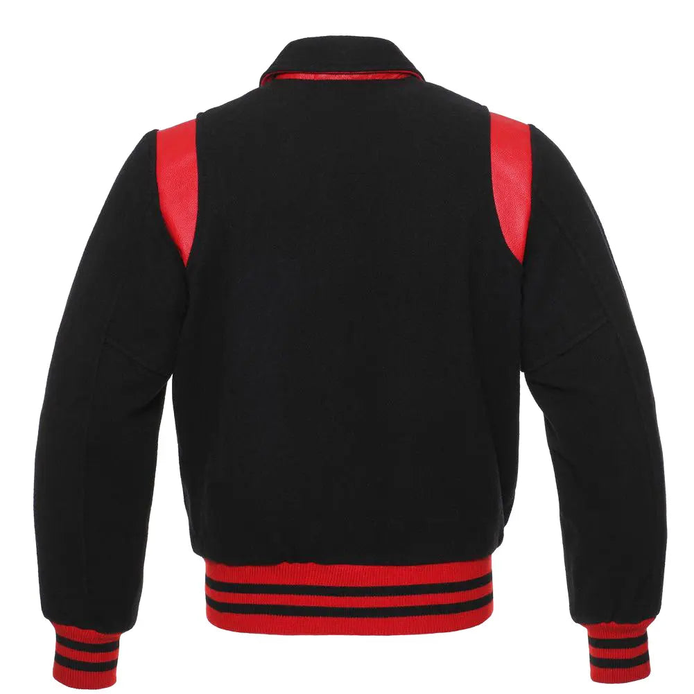 Black Wool/Red Leather New Retro Varsity Jackets image 3