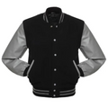 Black Wool/Grey Vinyl Leather New Classic Vinyl Varsity Jacket image 0