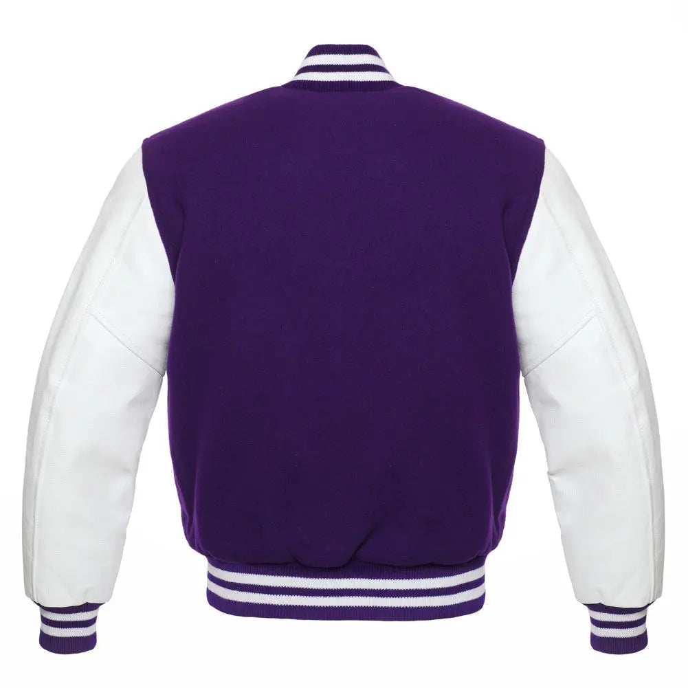 Purple Wool White Leather New Varsity Jacket image 3