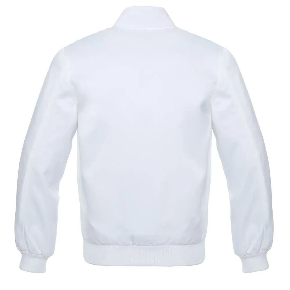 Satin Solid/White Leather New Satin Varsity Jacket image 3