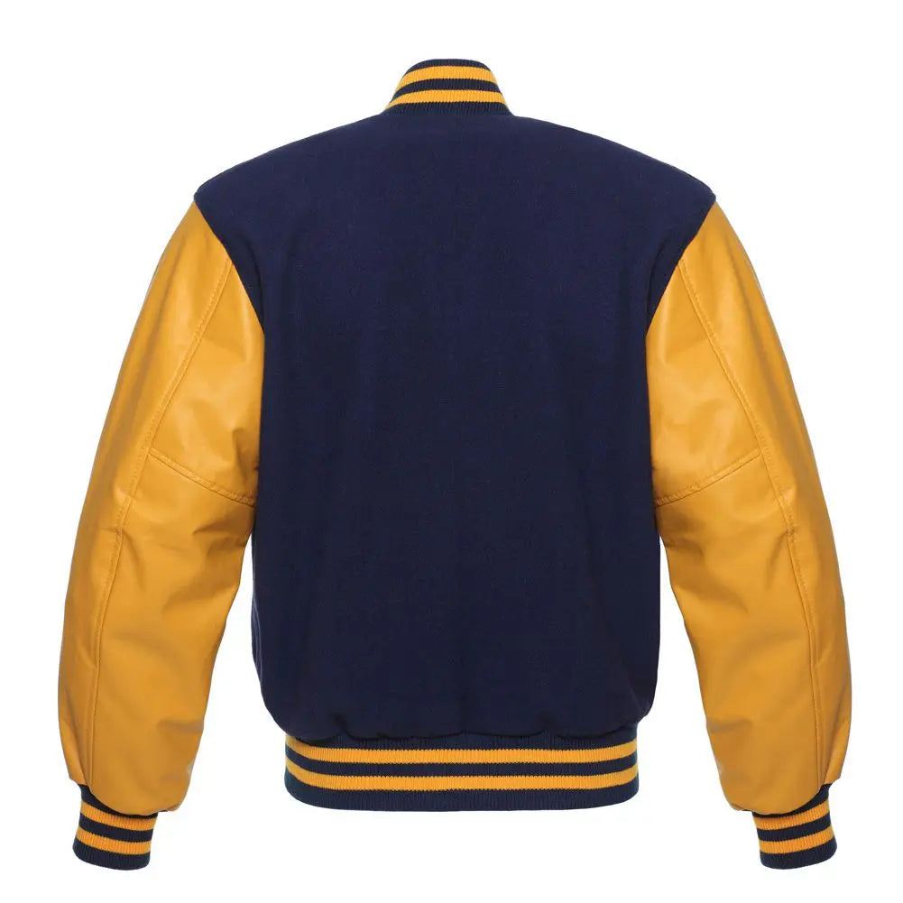 Navy Wool/Gold Vinyl Leather New Classic Vinyl Varsity Jacket image 3