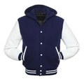 Navy Wool/White Leather New Hoddie Vasity Jacket image 0