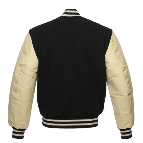 Black Wool Natural Leather New Varsity Jacket image 3