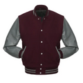 Maroon Wool/Grey Leather New Varsity Jacket image 0