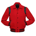 Red Wool/Black Leather New Retro Varsity Jackets image 0