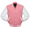PINK WOOL  WHITE LEATHER NEW VARSITY JACKET image 0