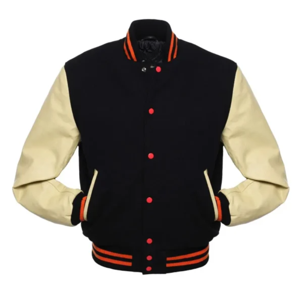 BLACK WOOL/NATURAL LEATHER  NEW VARSITY JACKET image 0