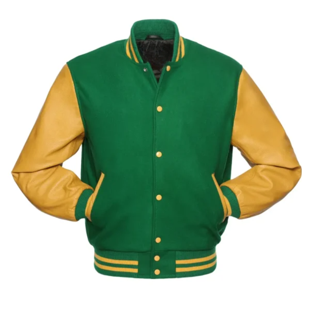Kelly Wool Gold Leather New Varsity Jacket image 0