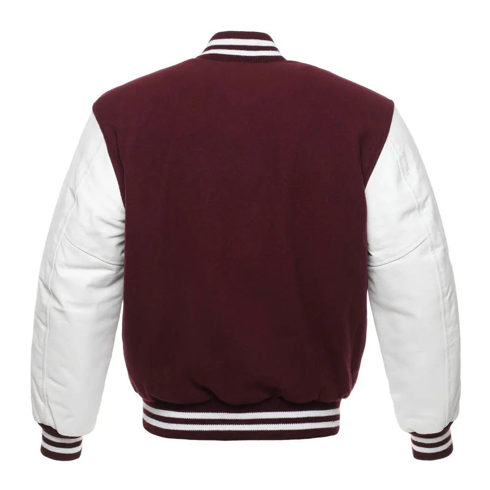 Maroon Wool White Leather New Varsity Jacket image 3
