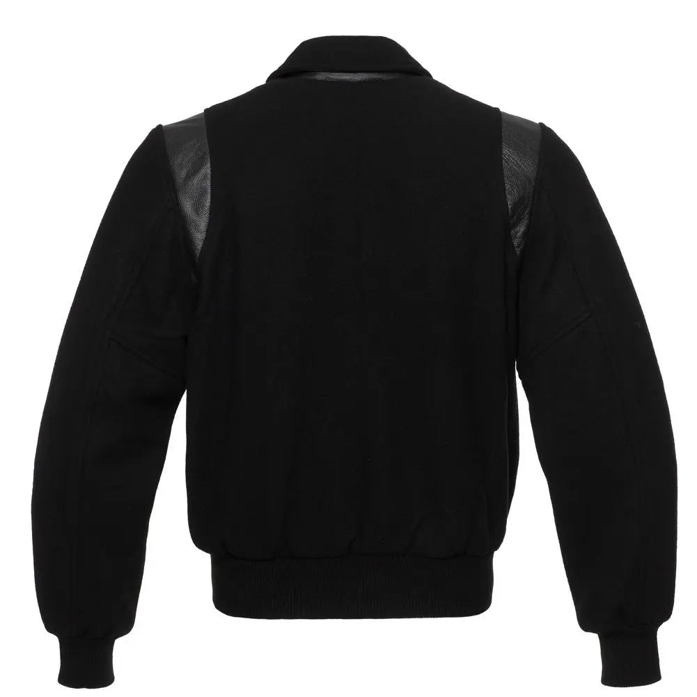 Black Wool/Black Leather New Retro Varsity Jacket image 3