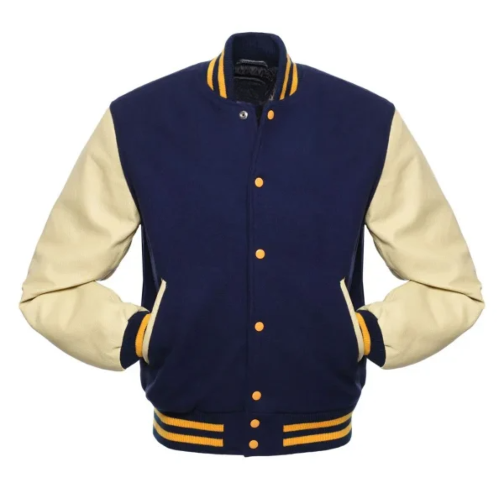 NAVY WOOL/NATURAL LEATHER NEW VARSITY JACKET image 0