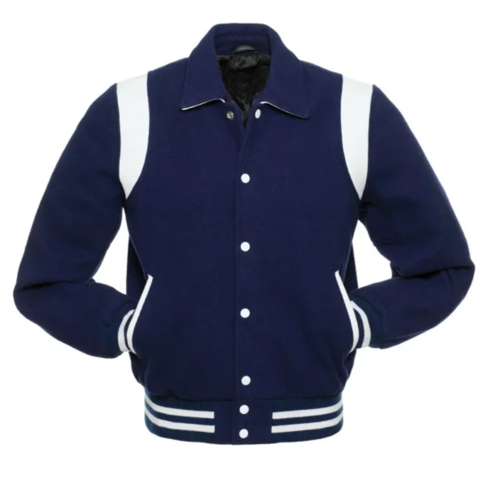 Navy Wool/White Leather New Retro Varsity Jacket image 0