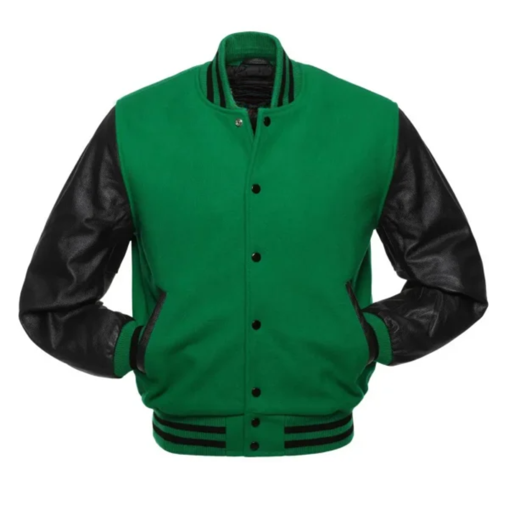 KELLY WOOL/BLACK LEATHER  NEW VARSITY JACKET image 0