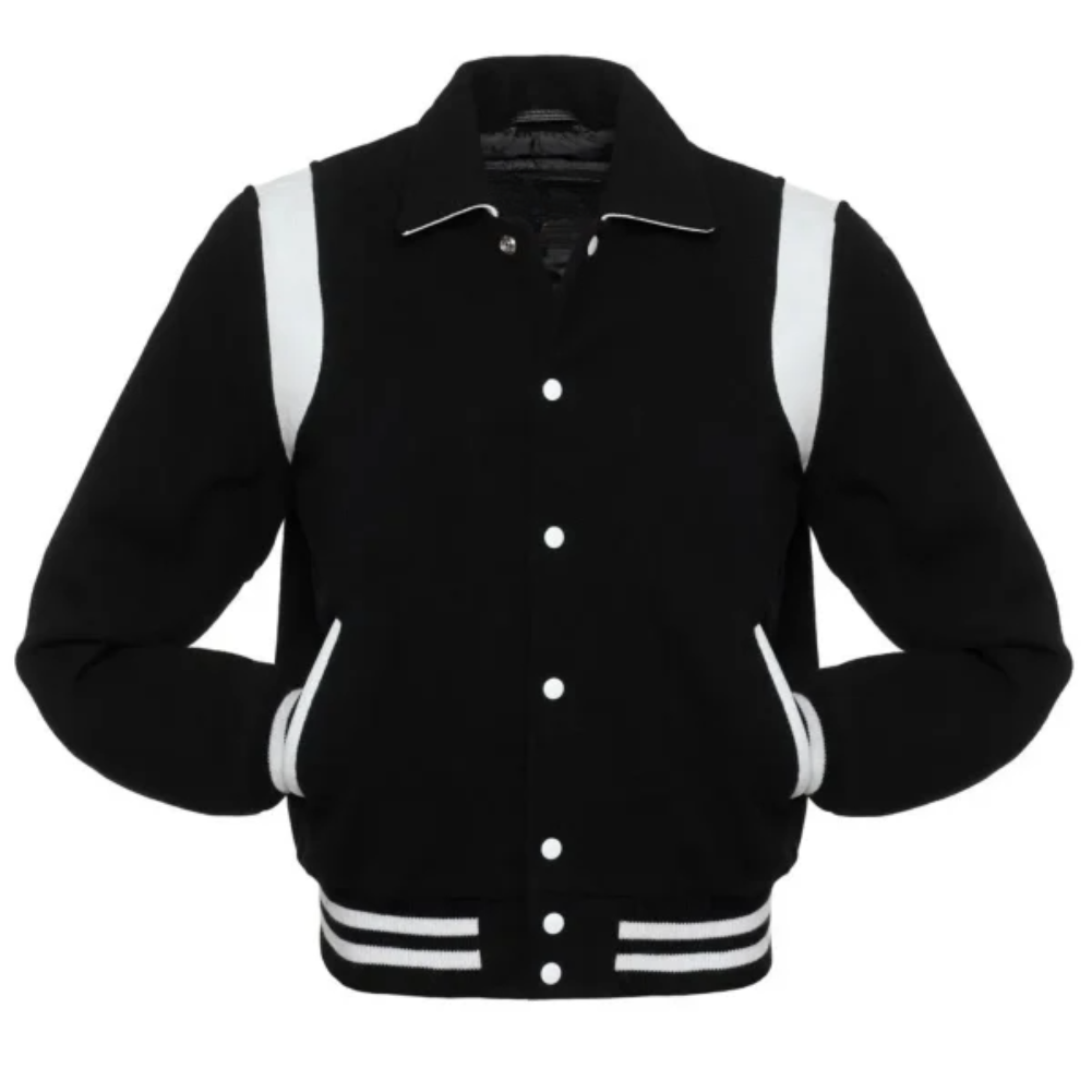 BLACK WOOL/WHITE Leather New Retro Varsity Jacket image 0