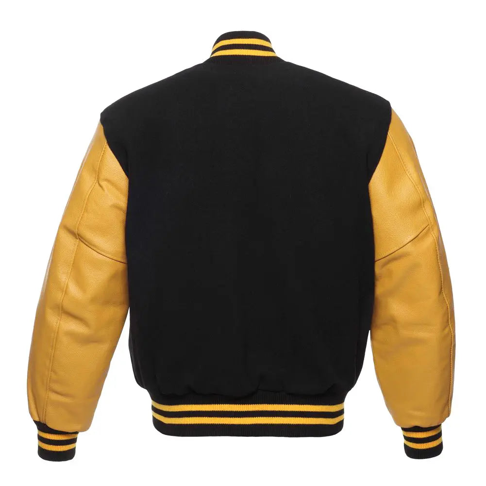 Brown Wool/Gold Leather New Varsity Jacket image 3