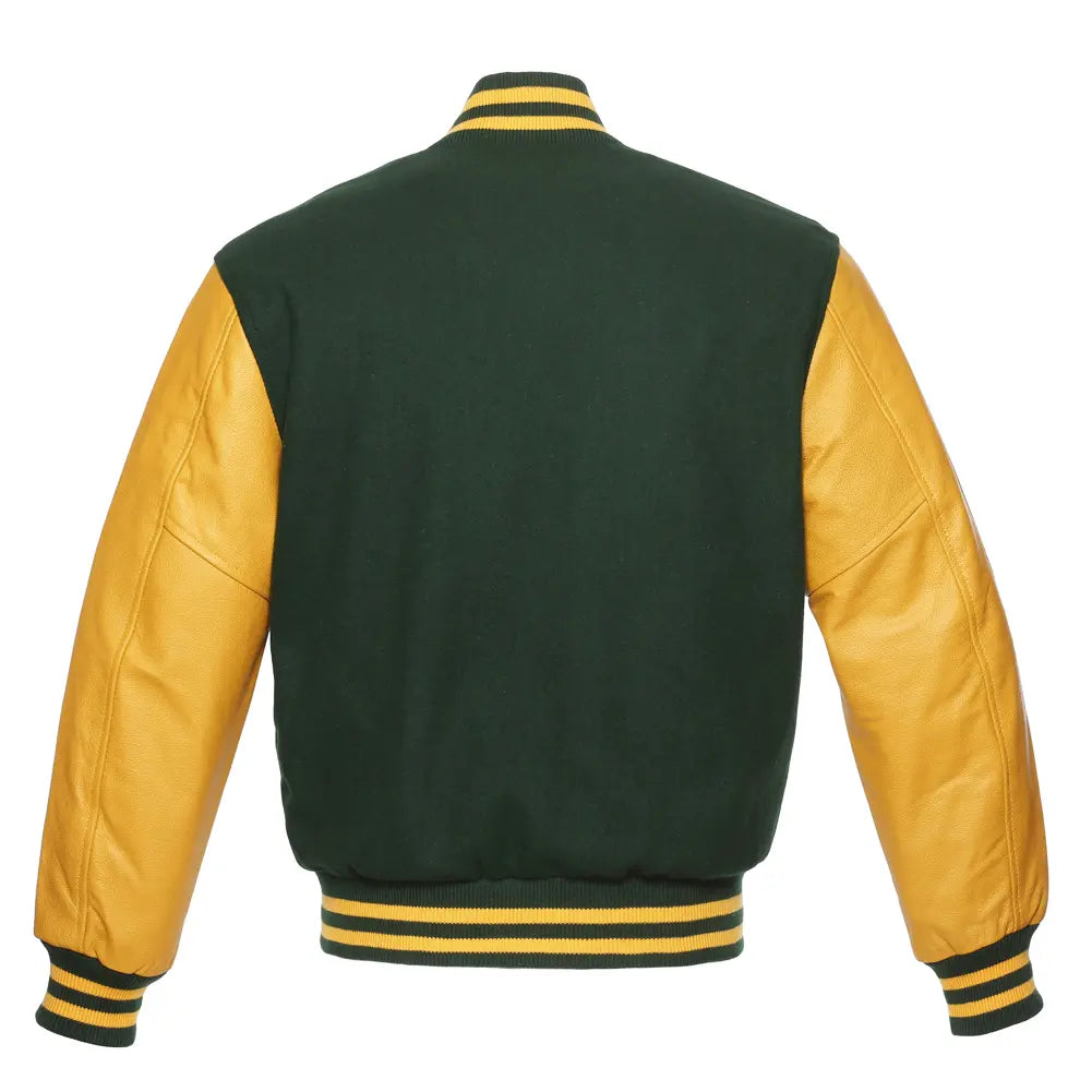 FOREST WOOL/GOLD LEATHER NEW VARSITY JACKET image 3