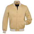 Satin Vegas Gold/White Leather New Satin Varsity Jacket image 0