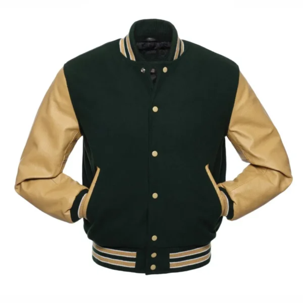 FOREST WOOL/TAN LEATHER  NEW VARSITY JACKET image 0