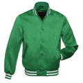 Satin Kelly/White Leather New Satin Varsity Jacket image 0