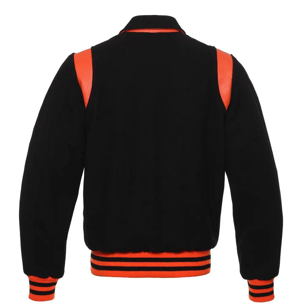 Black Wool/Orange Leather New Retro Varsity Jacket image 3