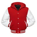 Red Wool/White Leather New Hoddie Varsity Jacket image 0