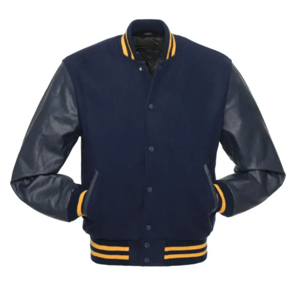 Navy Wool Navy Leather New Varsity Jacket image 0