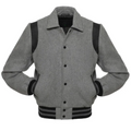 Grey Wool/Black Leather New Retro Varsity Jacket image 0