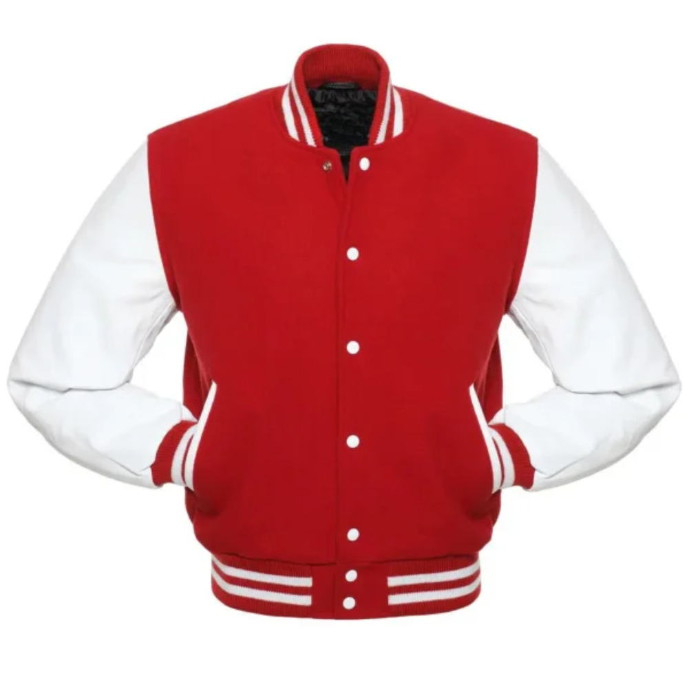Kids Red/White  Leather  New Classic Varsity Jacket image 0