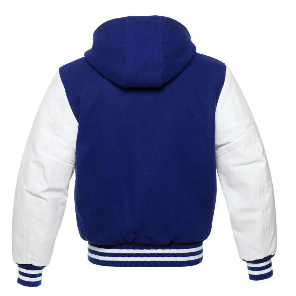 Royal Wool/White Leather New Hoddie Varsity Jacket image 3