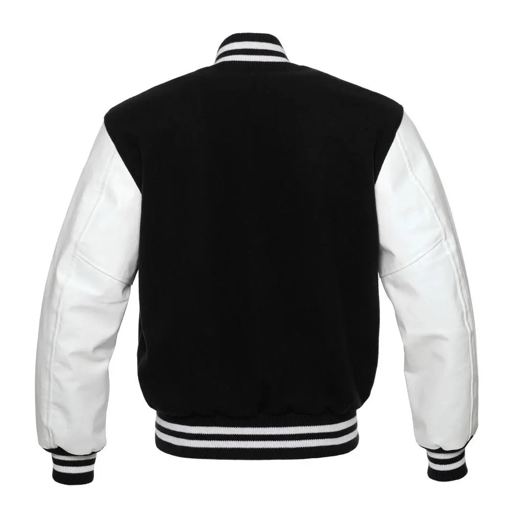 BLACK WOOL/WHITE VINYL Leather New Classic Vinyl Varsity Jacket image 3