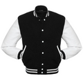 Black Wool White Leather New Leather Varisty Jacket image 0