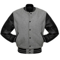 GREY WOOL/BLACK LEATHER  NEW VARSITY JACKET image 0