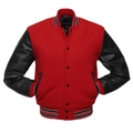 Red Wool Black Leather New Varsity Jacket image 0