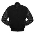 KIDS SOLID/Black Leather New Classic Varsity Jacket image 0
