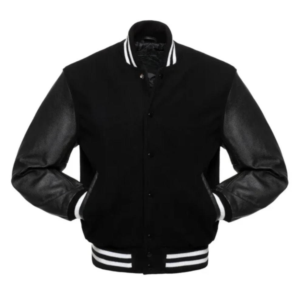 BLACK WOOL/BLACK LEATHER  NEW VARSITY JACKET image 0