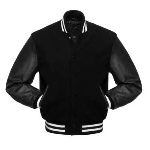 BLACK WOOL/BLACK LEATHER  NEW VARSITY JACKET image 0