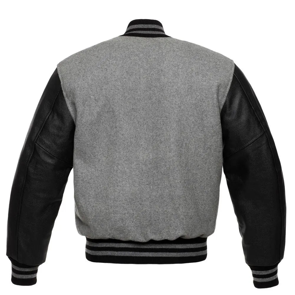 GREY WOOL/BLACK LEATHER  NEW VARSITY JACKET image 3
