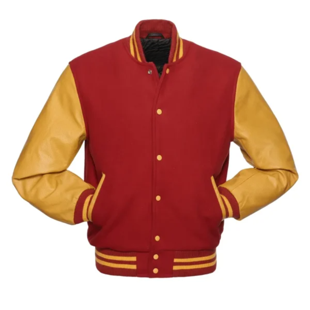 RED WOOL/GOLD LEATHER  NEW VARSITY JACKET image 0