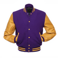 PURPLE WOOL/GOLD LEATHER  NEW VARSITY JACKET image 0