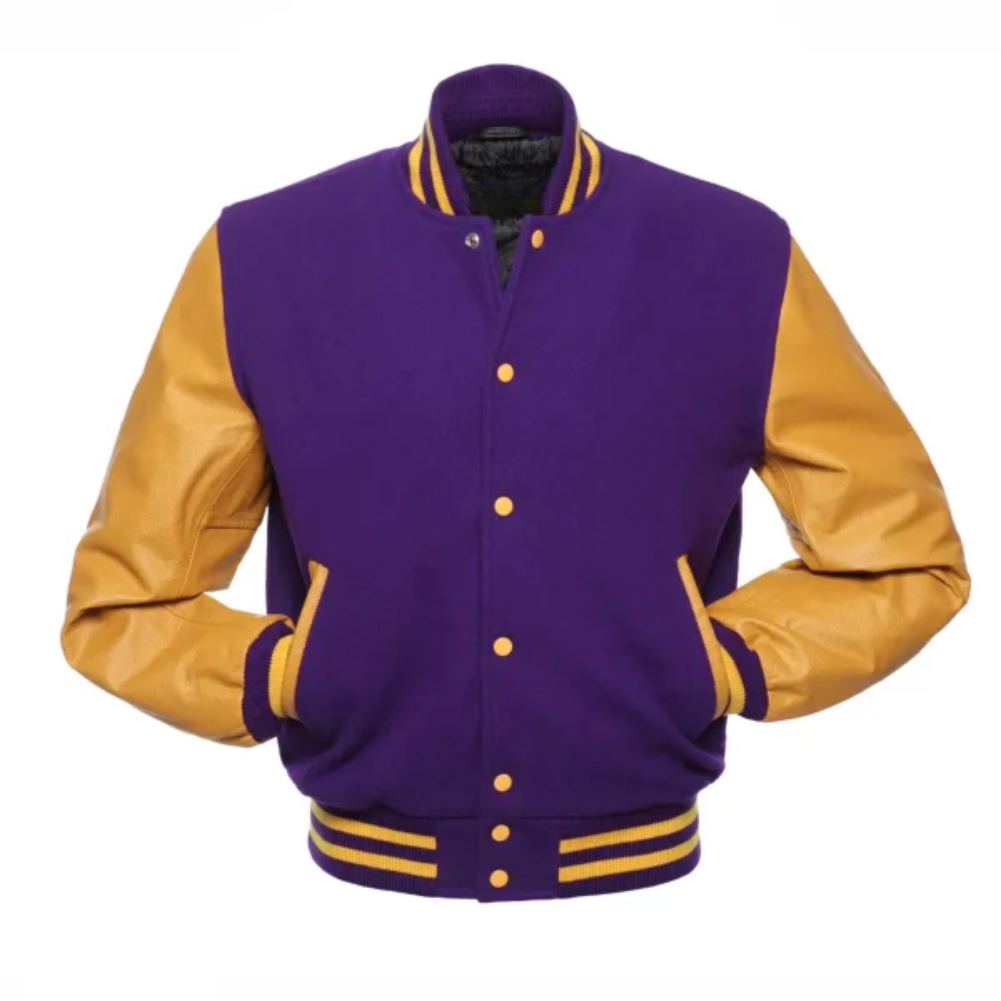PURPLE WOOL/GOLD LEATHER  NEW VARSITY JACKET image 0