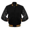 Black Wool Black Leather New Varsity Jacket image 0