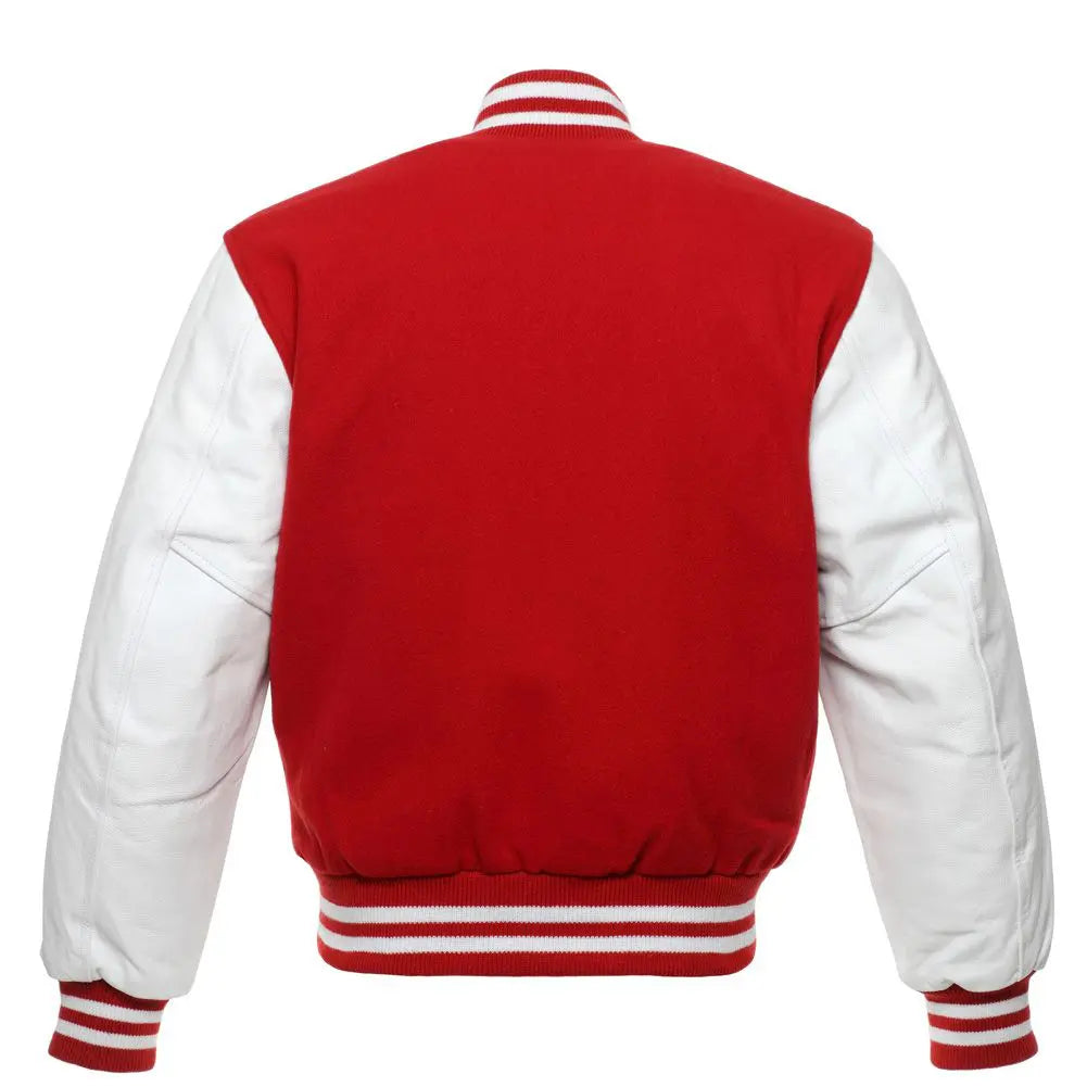 Kids Red/White  Leather  New Classic Varsity Jacket image 1
