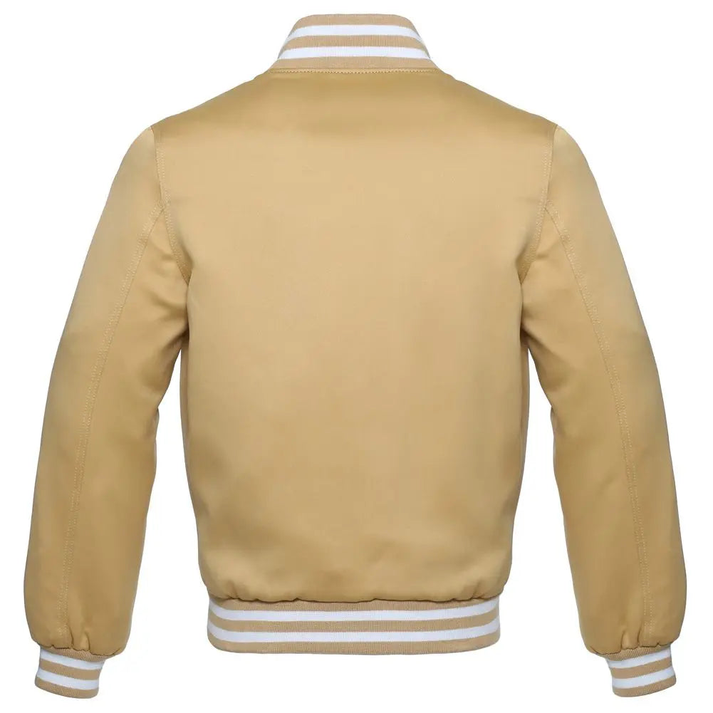 Satin Vegas Gold/White Leather New Satin Varsity Jacket image 3
