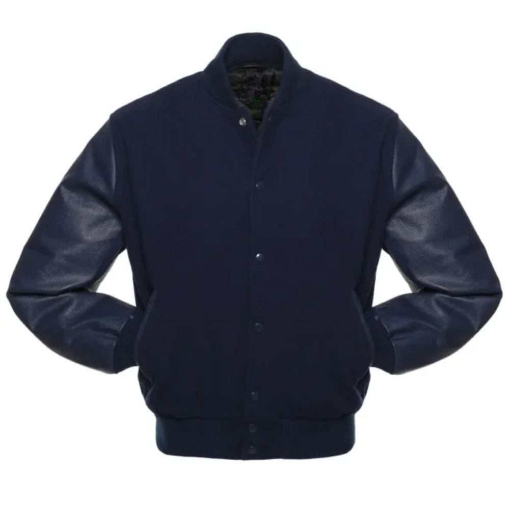 Navy Wool Navy Leather New Varsity Jacket image 0