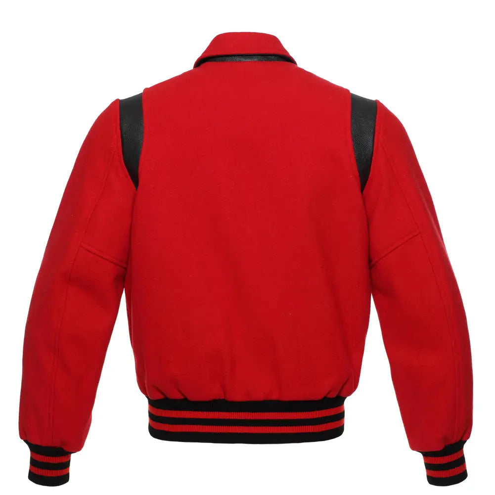 Red Wool/Black Leather New Retro Varsity Jackets image 3
