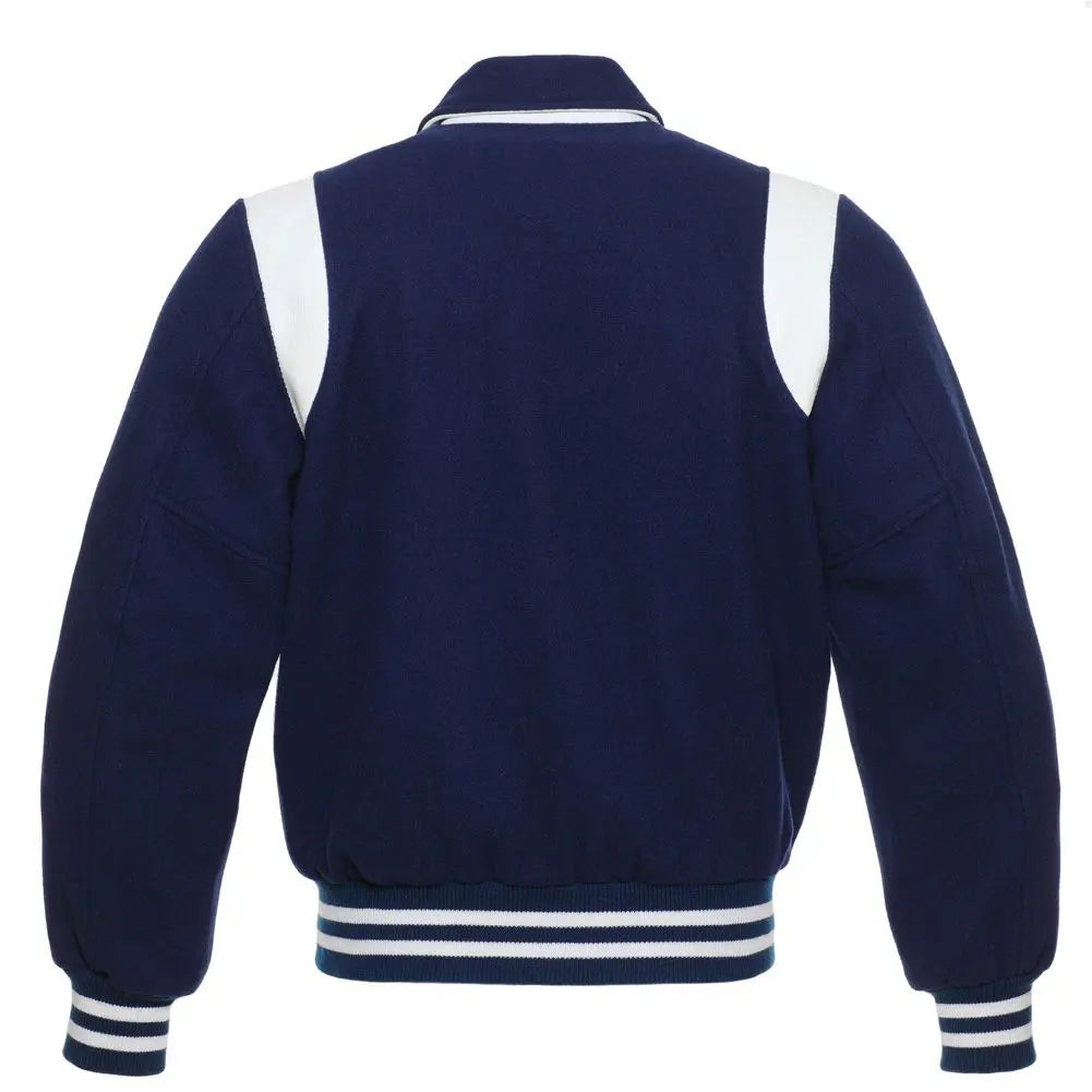 Navy Wool/White Leather New Retro Varsity Jacket image 3